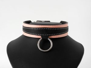 collier cuir rose et noir