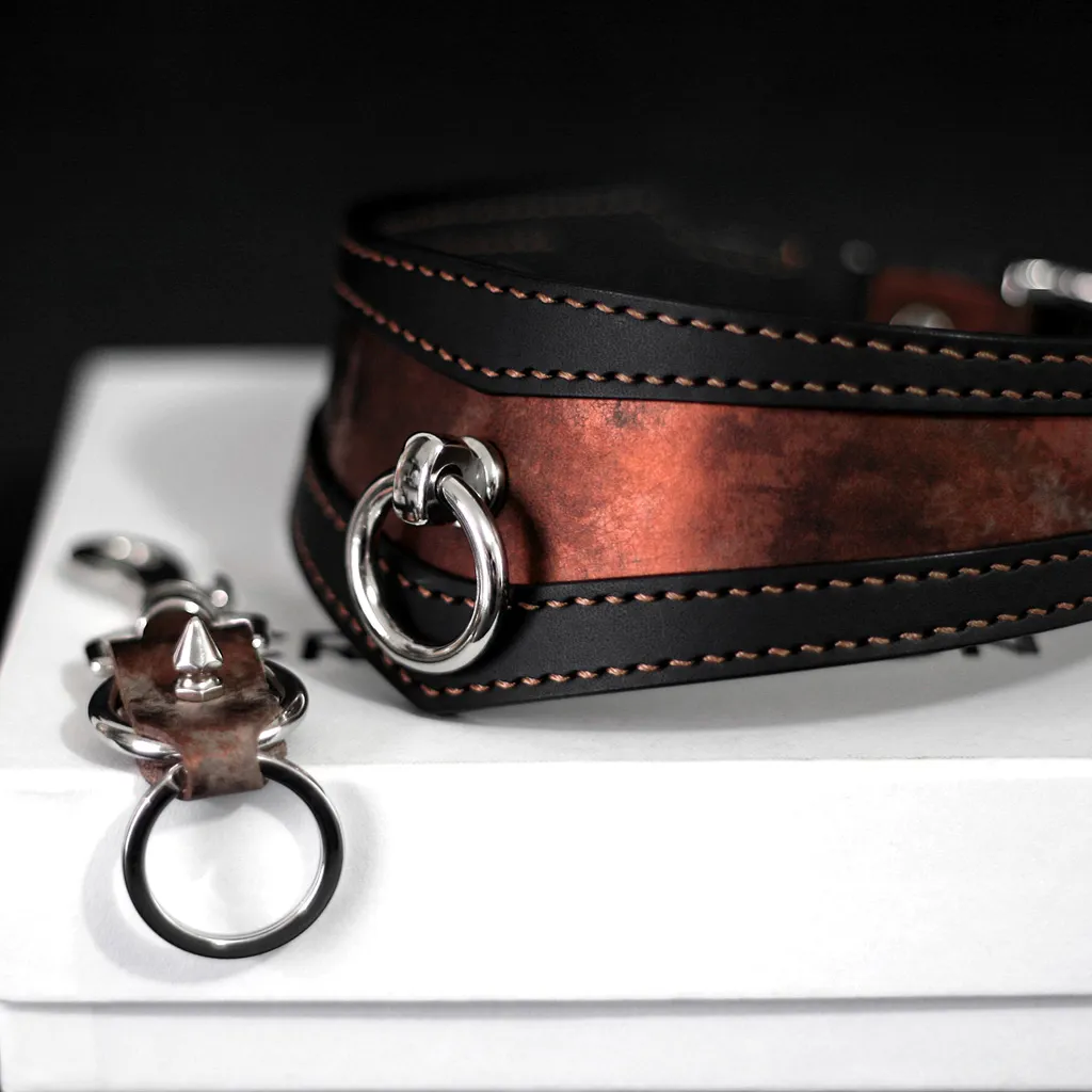 Collier Visor Mk1 Cuivre personnalisé piques intérieur et porte clé assorti 06