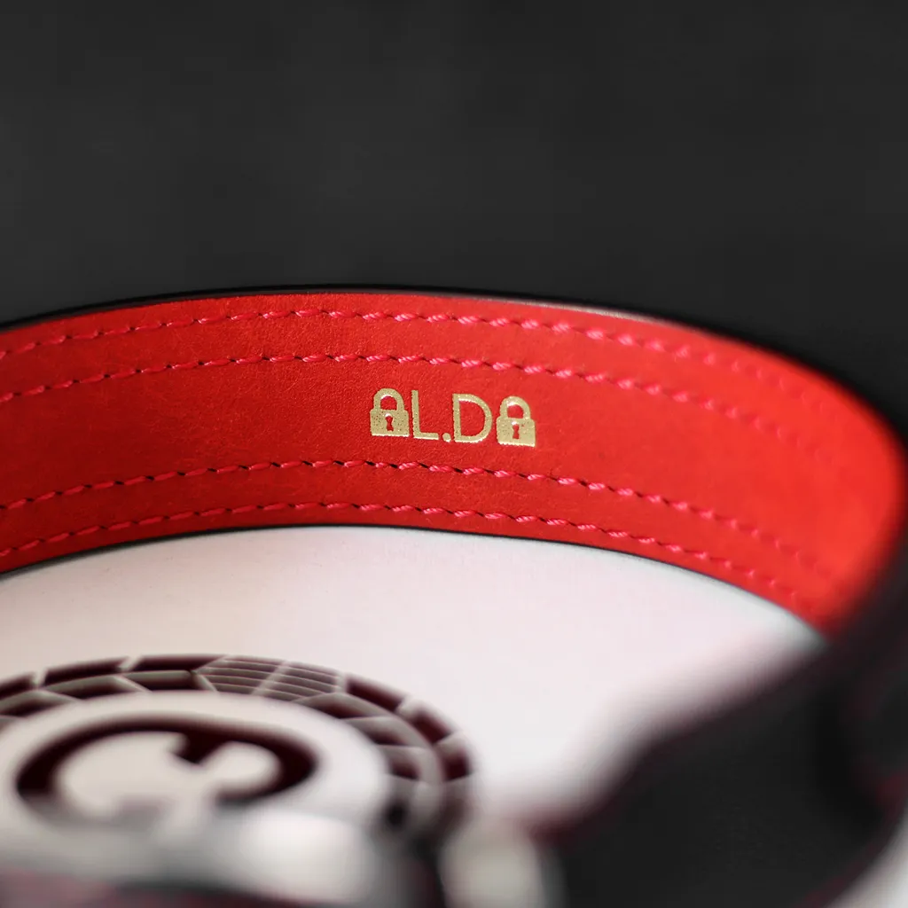 collier cuir soumise personnalisé cadenas L.D