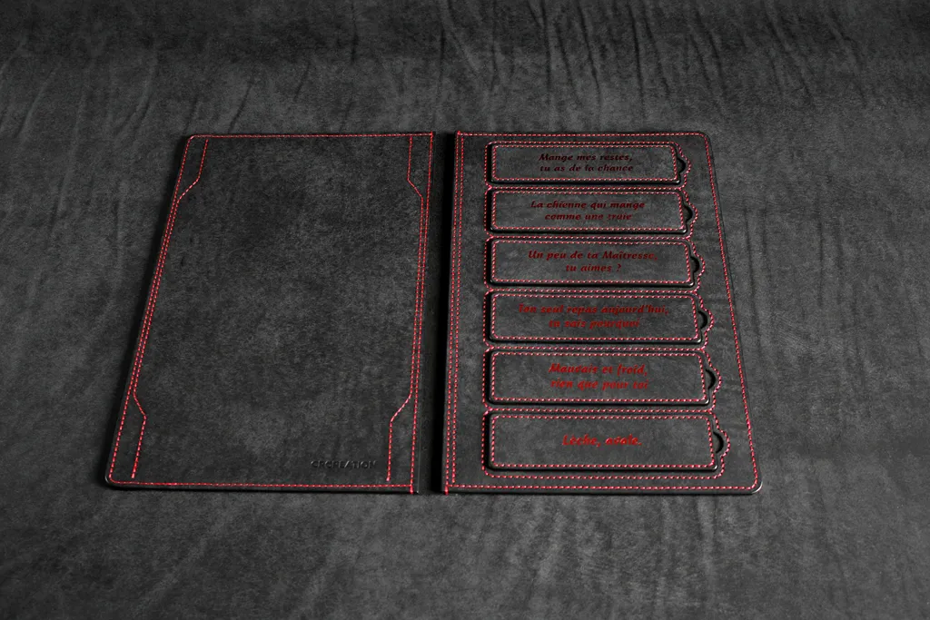 menu ouvert bdsm en cuir