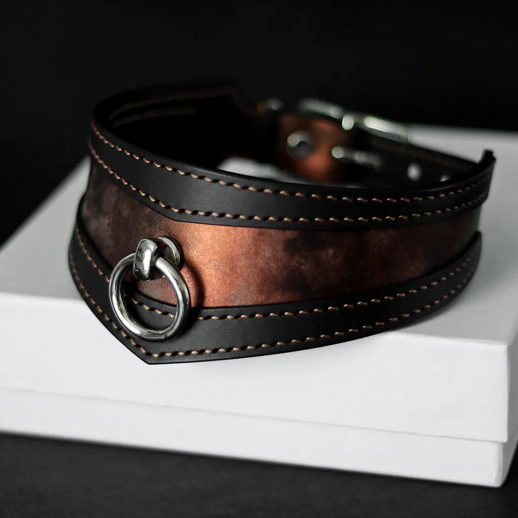 Collier soumise petit cou Mk1 cuir cuivré