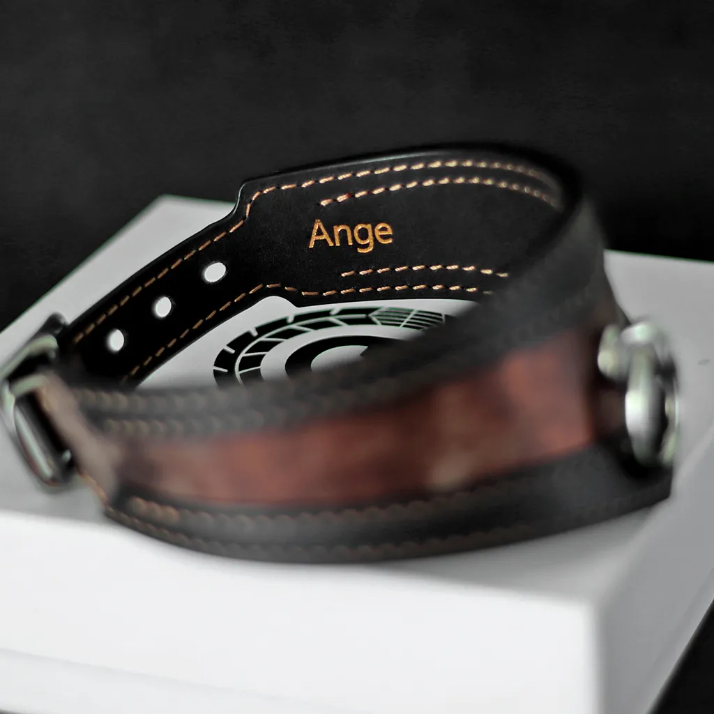 Collier soumise cuir cuivre custom Ange